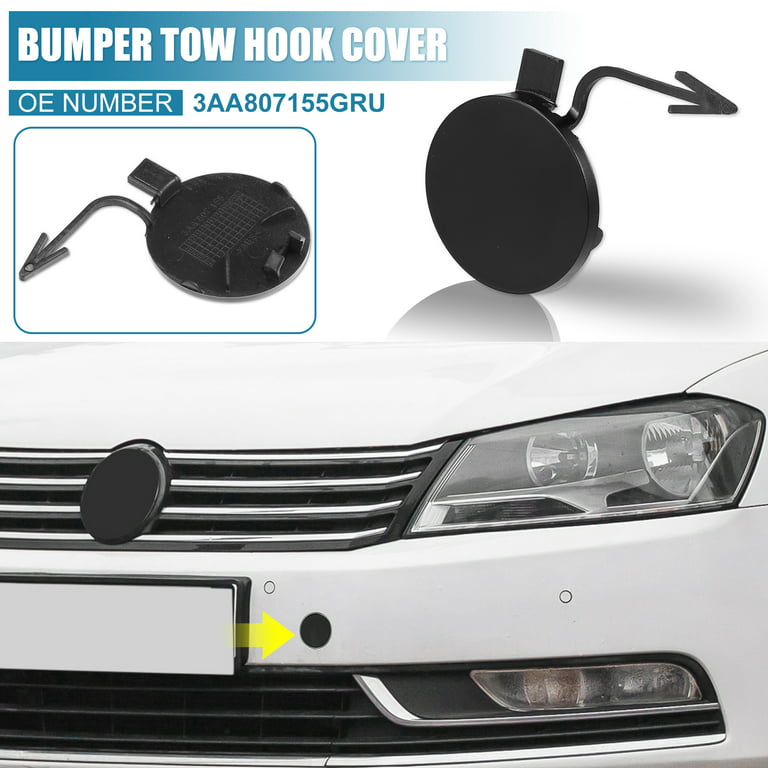 Front Bumper Tow Hook Cover 3AA807155GRU for Volkswagen Passat B7 2010-2015  Tow Hook Eye Hole Cover Trailer Cap Black