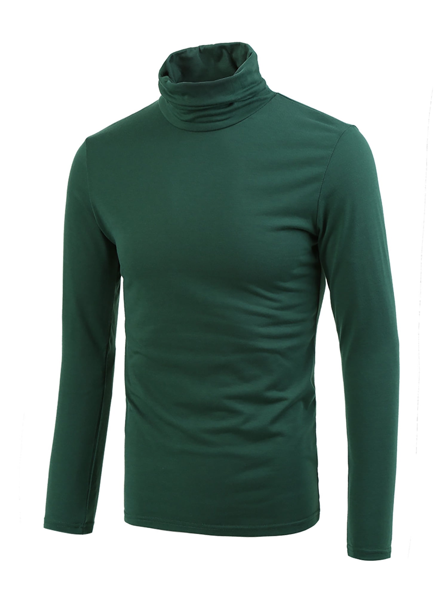 Unique Bargains Men's Pullover Lightweight Long Sleeve Top Turtleneck T-Shirt 46 Dark Green