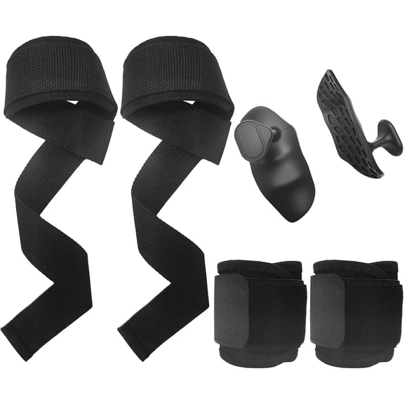 Wrist Brace Straps, Lifting Grips & Straps Set for Weightlifting, Strength Training - Men & Women (2pc Each)