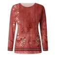 thumbnail image 3 of CEHVOM Femmes Imprimé à la Mode Ample Manches Longues Col Rond Pull Top Jeu, 3 of 3