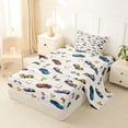 thumbnail image 2 of Castle Fairy Seamless Race Car Twin Sheet Sets 3pcs for Teens, Checkered Trophy Print Bedding for Boys Bedroom, Blue Red, 2 of 6