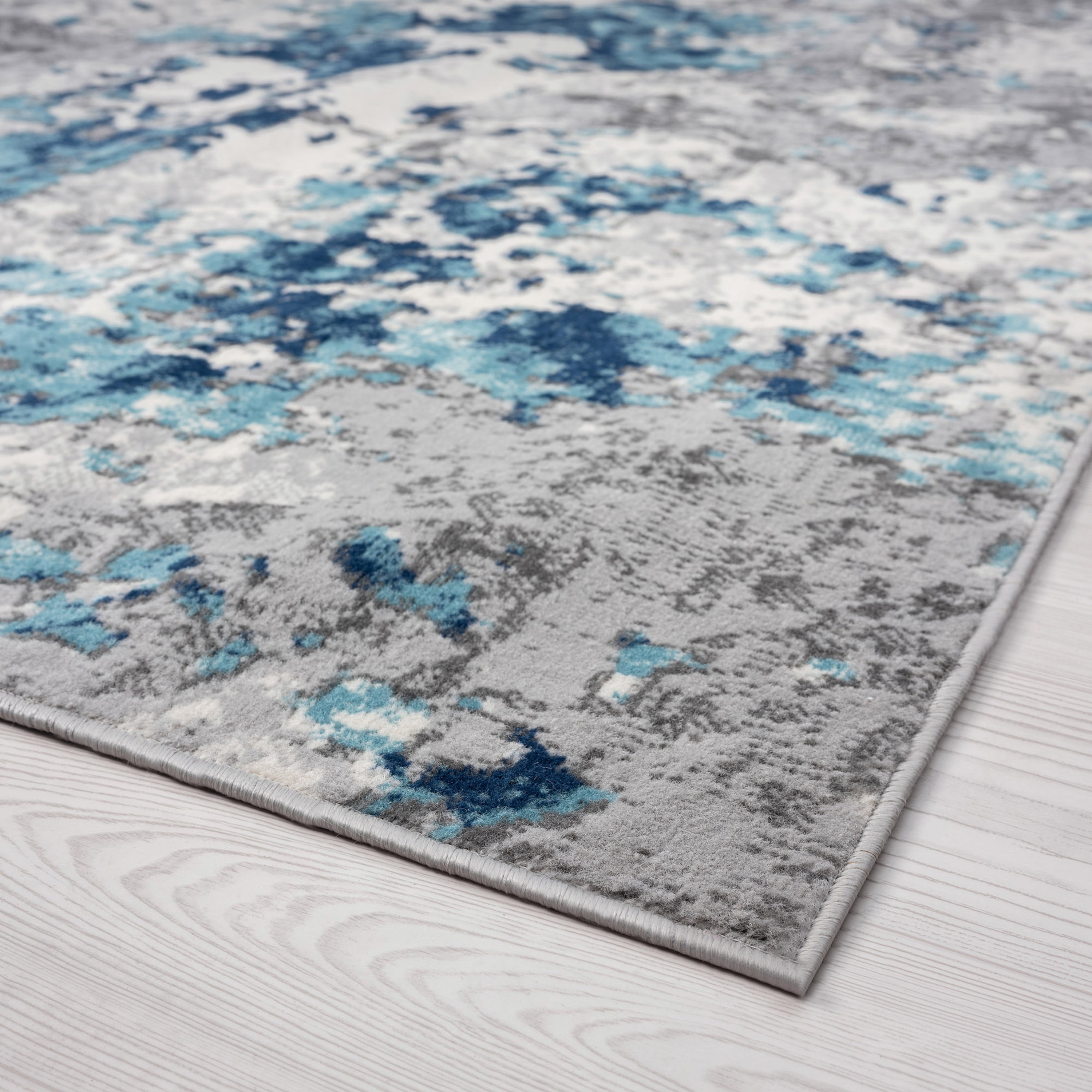 Contemporary 5x8 Area Rug (5'3'' x 7'3'') Abstract Blue, Gray Living Room Easy to Clean