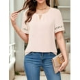 thumbnail image 3 of Women'S Summer Tops Dressy Casual Short Sleeve Blouses Elegant Shirts Apricot M, 3 of 5