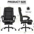 thumbnail image 2 of Executive Office Chair with Footrest,Thick Leather Office Chair with Lumbar Support,90-155°Adjustable Reclining Office Chair,  Ergonomic Computer Desk Chair for Home Office(Black), 2 of 7