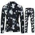 thumbnail image 4 of Edvintorg Men's 2 Pieces Suit Elegant Print Ed One Button Slim Fit Single Breasted Party Blazer Pants Set for Party,Wedding and Business Plus Size Fasion Suits Black M, 4 of 7