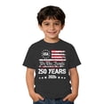 thumbnail image 4 of Patriotic Boys Short Sleeve T-Shirt USA 250th Anniversary 1776-2026 Vintage American Flag Top, 4 of 4