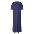 thumbnail image 5 of GEWSEY Women's Short Sleeve Loose Plain Maxi Dresses Casual Vacation Long Dresses with Pockets (Navy, M), 5 of 9
