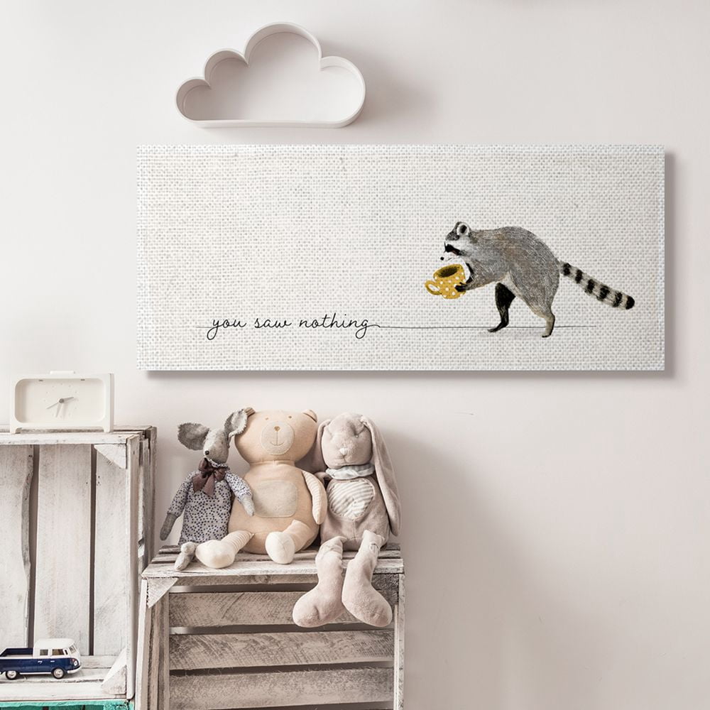 Stupell Industries You Saw Nothing Phrase Animal Humor Raccoon Coffee Canvas Wall Art Design by Victoria Barnes, 17" x 40"