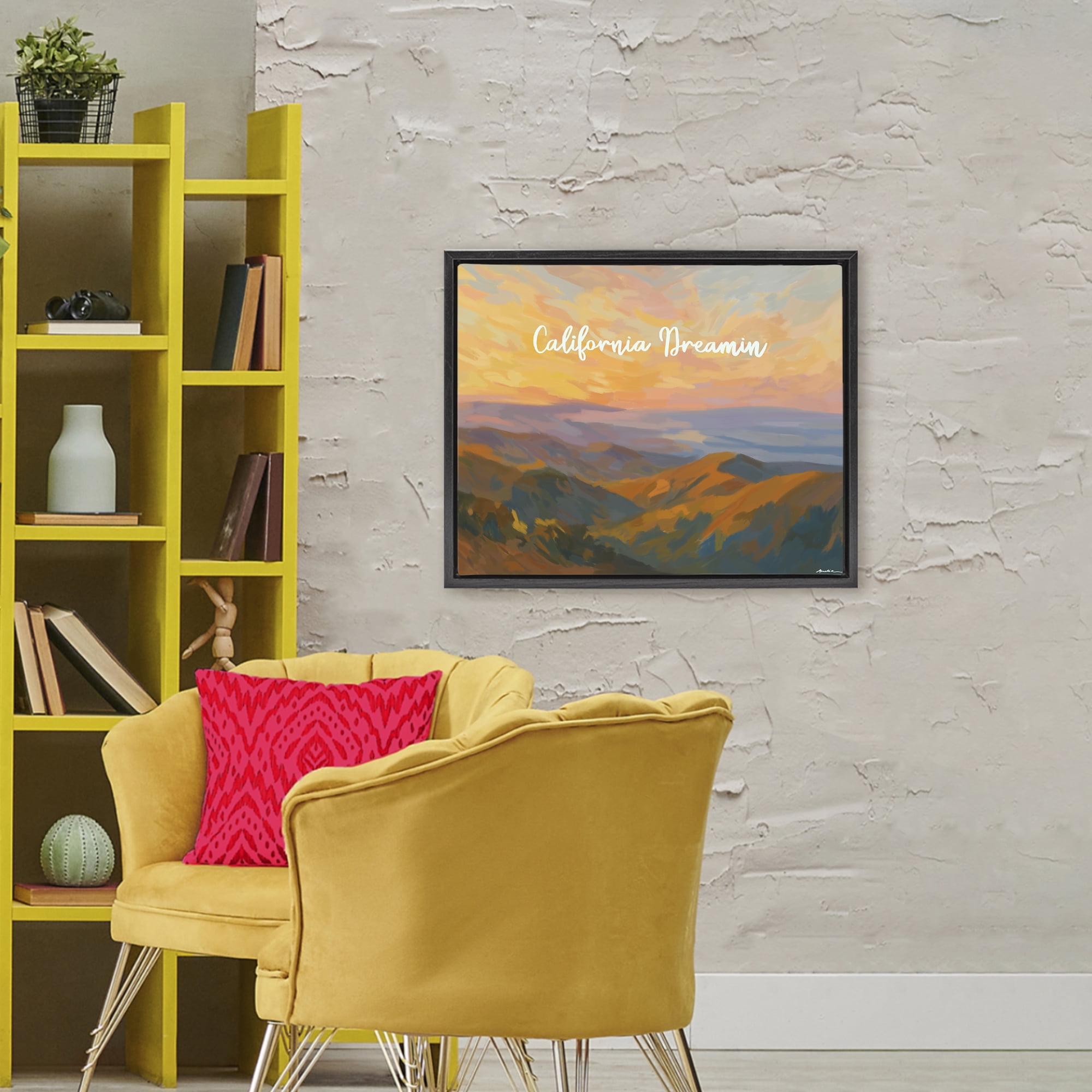 Stupell Industries California Dreamin' Mountains Black Framed Floater Canvas Wall Art, design by Amelia Noyes
