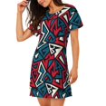 thumbnail image 2 of Balery Geometric Elements Camisón de manga corta con cuello redondo para mujer, cómodo y elegante., 2 of 6