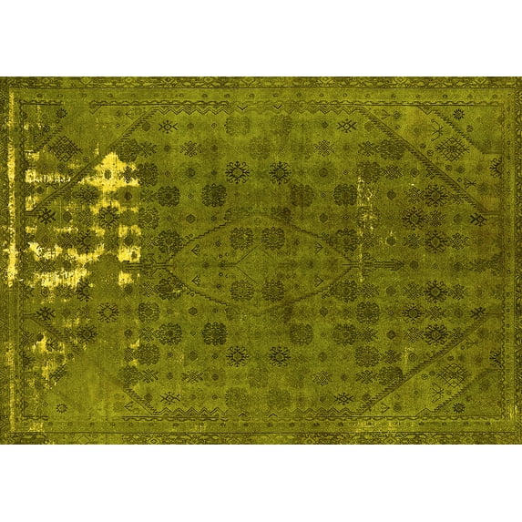 Ahgly Company Indoor Rectangle Persian Yellow Bohemian Area Rugs, 5' x 7'