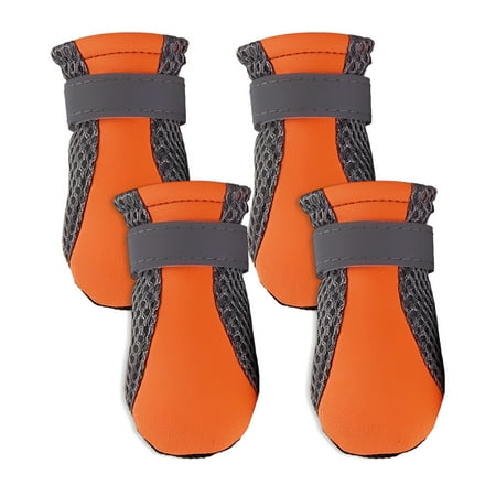 TELOLY 4Pcs Dog Shoes Long-Wearing Comfort Dog Boots Daily Walks Shoes for Dogs Orange XL