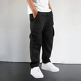 thumbnail image 2 of Splozh Boys Cargo Pants Fashion Kids Pants Kids' Cargo Pants Trendy Streetwear Stretchy Hiking Pants Elastic Waist Casual Outdoor Athletic Trousers with Pockets,Black,9-10 Years, 2 of 6