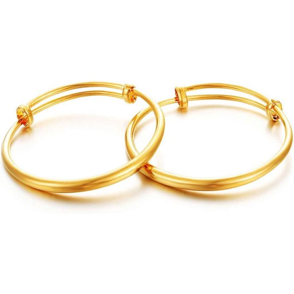 HSHDLDF Baby Bracelets for infant 2pcs/lot 18K Gold Plated Kids Glossy Expandable Charm Bangles &bracelets toddlers jewelry, Metal