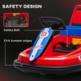 thumbnail image 6 of Aosom Bumper Car for Kids, 360° Rotation 6V Electric Ride on Bumper with Twins Motors, Music Horn and LED Lights, Safety Belt, Red, 6 of 10