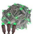 thumbnail image 1 of Luces novedosas Cadena de luces navideñas verdes de 11 pies, 50 LED, espaciado de 2.5 "en cable marrón, certificación UL IP55, luces navideñas de grado comercial para exteriores/interiores, regulables, 1 of 1