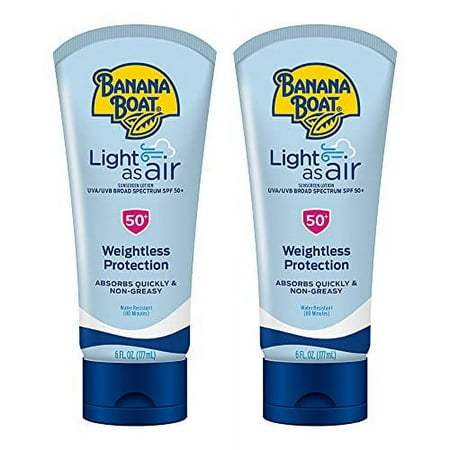 Banana Boat Light As Air Sunscreen Broad Spectrum Lotion SPF 50 6oz. - 2 Count (Pack of 1)
