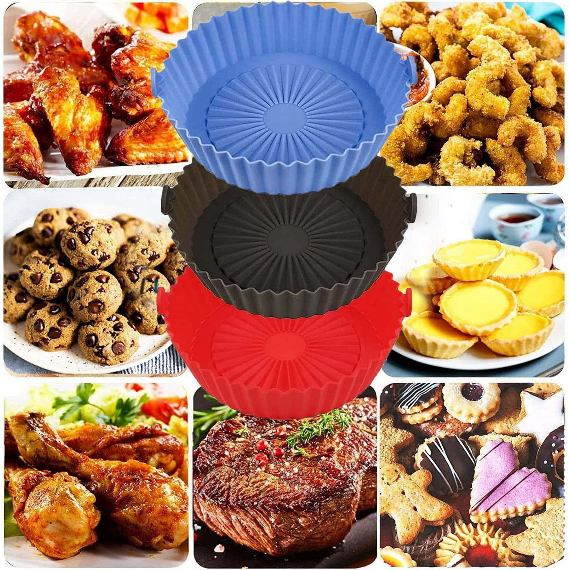 Air Fryer Accessory 3 Pieces Air Fryer Mold Air Fryer Silicone Mold Ninja Foodi Accessories Air Fryer Accessories Air Fryer Silicone Pot 16.3cm khaki gray blue Walmart