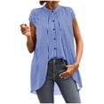 thumbnail image 1 of Tops Casuales Cuello Redondo Rayas Largas sin Mangas para las Mujeres, Camiseta de Moda Ligera Suave de Poliéster para el Uso Casual de Verano, 1 of 5