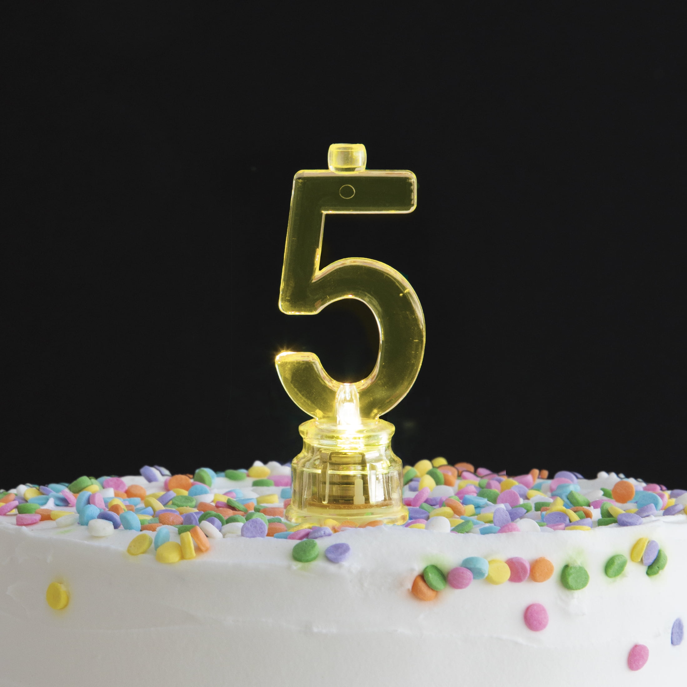 Multicolor Number 5 Flashing Birthday Candle Holder and Candles Set, 5 Pieces, by Way To Celebrate