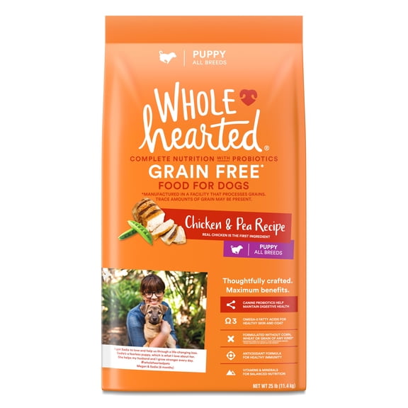 WholeHearted Grain Free Chicken and Pea Recipe Dry Puppy Food 25 lbs.