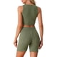 thumbnail image 3 of INSPIRAR CHIC Conjuntos de Pijamas de Mujer Sin Mangas, Top Corto de Punto Acanalado con Pantalones Cortos de Jogger Biker XS Verde Ejército, 3 of 6