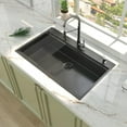 thumbnail image 2 of HausinLuck 36" Gunmetal Black Topmount Kitchen Sink, 16 Gauge Stainless Steel Single Bowl Kitchen Sink, 2 of 6