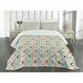 thumbnail image 3 of Ambesonne Retro Quilted Bedspread Set 3 Pcs, Aquatic Life Ocean Fish, Queen Size, Salmon Brown Turquoise, 3 of 5