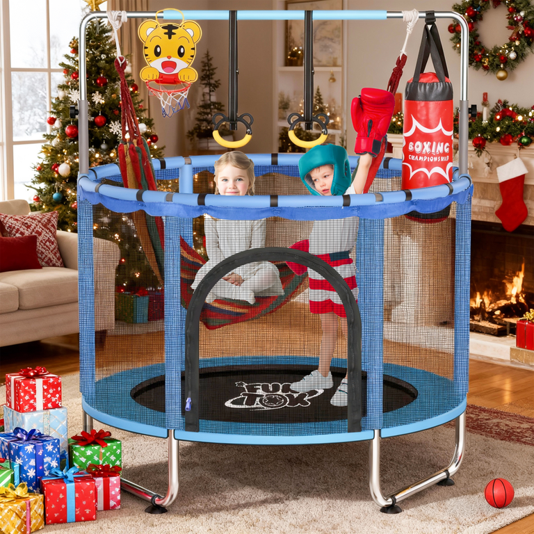 DOUXLIFE Trampoline for Kids w/ Swing 440LBS, 55