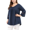 thumbnail image 3 of Blusa con mangas Raglán Kimono Agnes Orinda Panel de Ganchillo Azul XXL, 3 of 7