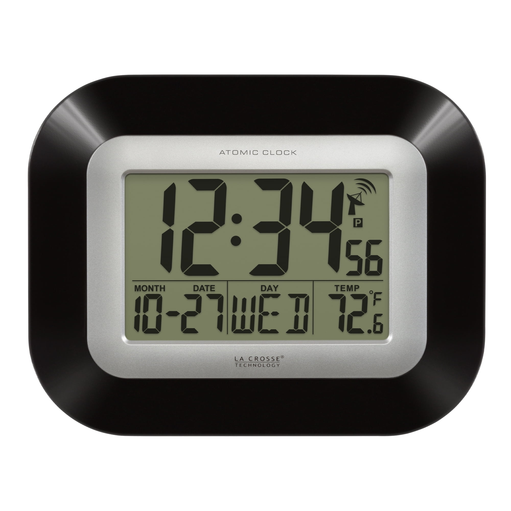 La Crosse Technology Atomic Digital Black Table/Wall Clock with Indoor Temperature, WT-8005U-B