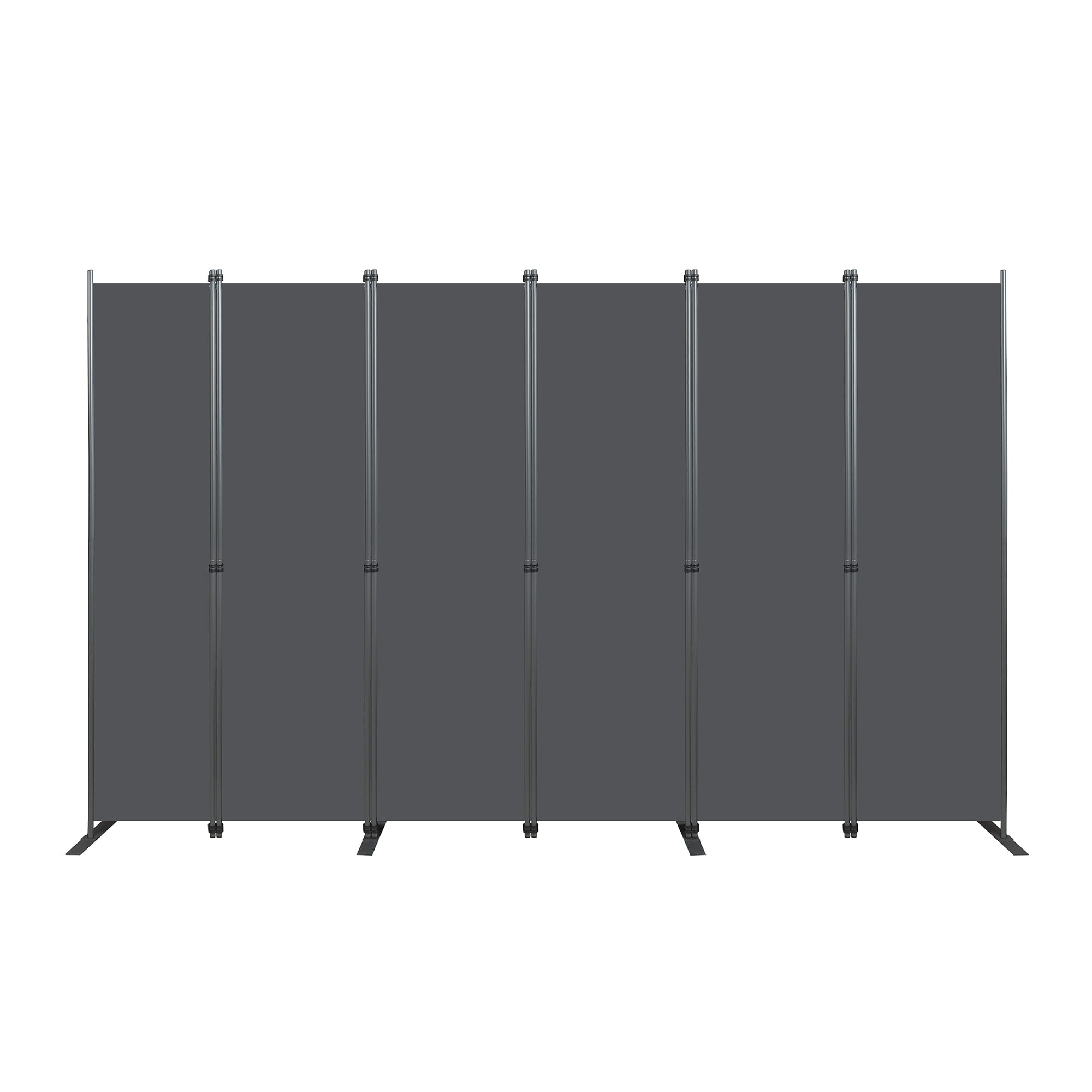 Room Divider 6-Panel -120" W × 71 "H Folding Privacy Screen for Indoor Space, Heavy-Duty Metal Frame & Polyester Fabric Portable Freestanding Partition for Bedroom,Office & Living Room-Black Gray