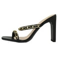 thumbnail image 2 of Delicious Shoes Women Block High Heel Sandals Gold Chain Band Square Toe FENN-S Black 5.5, 2 of 4