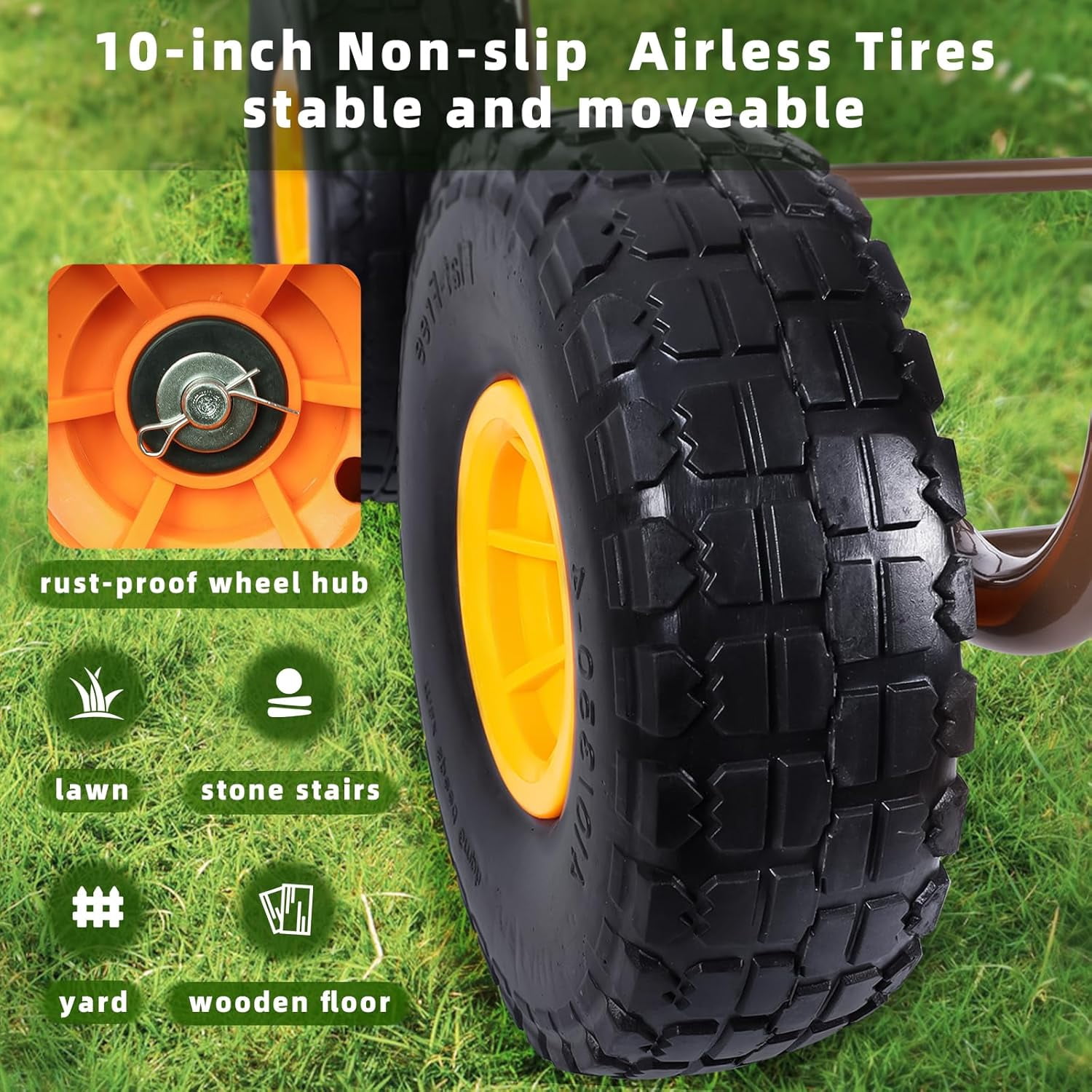 WERHAM 4-Wheel Garden Hose Reel Cart, Holds 300 ft 5/8" Hose, Heavy Duty for Yard Lawn Outdoor