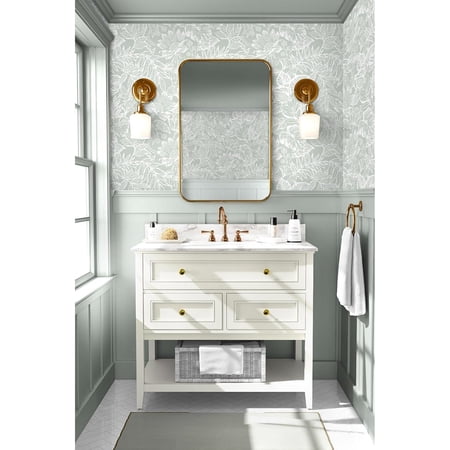 17.3"×393.7" Peel and Stick Wallpaper for Bathroom Bedroom Green and White Floral Removable Self Adhesive Modern Contact Paper Tropical Leaf Wall Paper Laundry Room Papel Tapiz para Pared