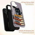 thumbnail image 4 of Sassy Black Cat Book Stack Phone Case, “I Am Allergic to Stupid People” Funny Quote Protective Cover for iPhone 16 15 14 13 12 11 Pro Max Mini Plus, 4 of 6