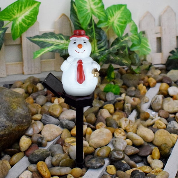 Nueva lámpara solar navideña de resina con forma de muñeco de nieve para patio, lámpara navideña para jardín.