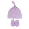 thumbnail image 2 of RotHome Newborn Knot Beanie Hats Baby Hat Set Soft Breathable Cotton Infant Caps for Baby Boys Girls 0-6 Months Comfortable Wear, 2 of 3