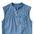 thumbnail image 4 of Guluxicc Mens Tank Tops Collared Button Round Neck Solid Color Sleeveless Tops Summer Outdoor Casual Shirt with Pocket, 4 of 4