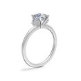 thumbnail image 3 of 0.70 Carat Cushion Shape Genuine Diamond Radiating Halo Design Wedding Ring for Bride Solid 14K White Gold Size 7, 3 of 8