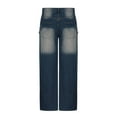 thumbnail image 5 of Fashion YLSDY Mens Wide Leg Baggy Jeans Y2k Casual Fashion Loose Denim Pants Work Office Streetwear Straight Leg Jeans Y2k Baggy Skater Jeans Dark Blue XL, 5 of 6