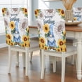 thumbnail image 2 of Blue Dwarfs Chair Covers Set of 1 You Are My Sunshine Sunflower Spring Plant Chair Back Covers Stretch Removable Washable Slipcovers Protector for Dining Room Kitchen Party Decor, 2 of 9