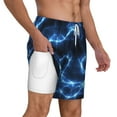 thumbnail image 2 of Sigee Blue Lightning Print Mens Swim Trunks with Compression Liner Quick Dry Swim Stretch Beach Shorts with Pockets,S-3XL, 2 of 7