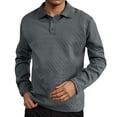 thumbnail image 4 of FYDUU Mens Classic Golf Shirt Men's Trendy Fall Winter Tops Texture Long Sleeve Polo Shirts Men's Sports Shirt Classic Golf T Shirt, 4 of 7