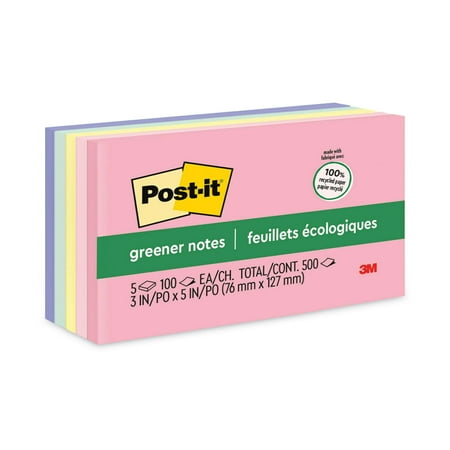 UPC: 0021200418198 | Post-it Original Recycled Note Pads  3  x 5   Sweet Sprinkles Collection Colors  100 Sheets Per Pad  5 Pads Per Pack