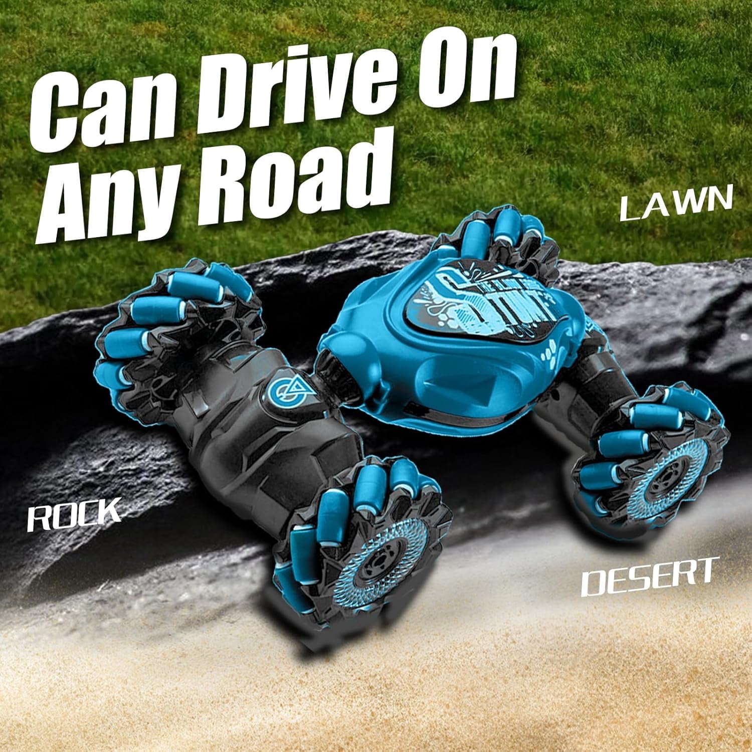 Gesture Sensing RC Stunt Car with Light & Music,Gesture Sensing Twist Car,Drift Stunt 2.4GHz Remote Control Cars, 360° Flips Rotating Off Road Vehicle for Kids Gifts (Blue)