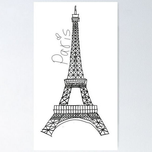 Eiffel Tower - Paris , France Poster Wall Art, Modern Wall Decor For Living Room Bedroom, 8x12 UNFRAMED