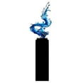 thumbnail image 2 of Ocean Blue Cortes Bay Wave Floor Sculpture with Black Stand, 57" Tall, 2 of 5
