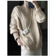 thumbnail image 3 of Suéter grueso de otoño e invierno para mujer, cárdigan corto de punto con cuello alto holgado y estilo perezoso, 3 of 5