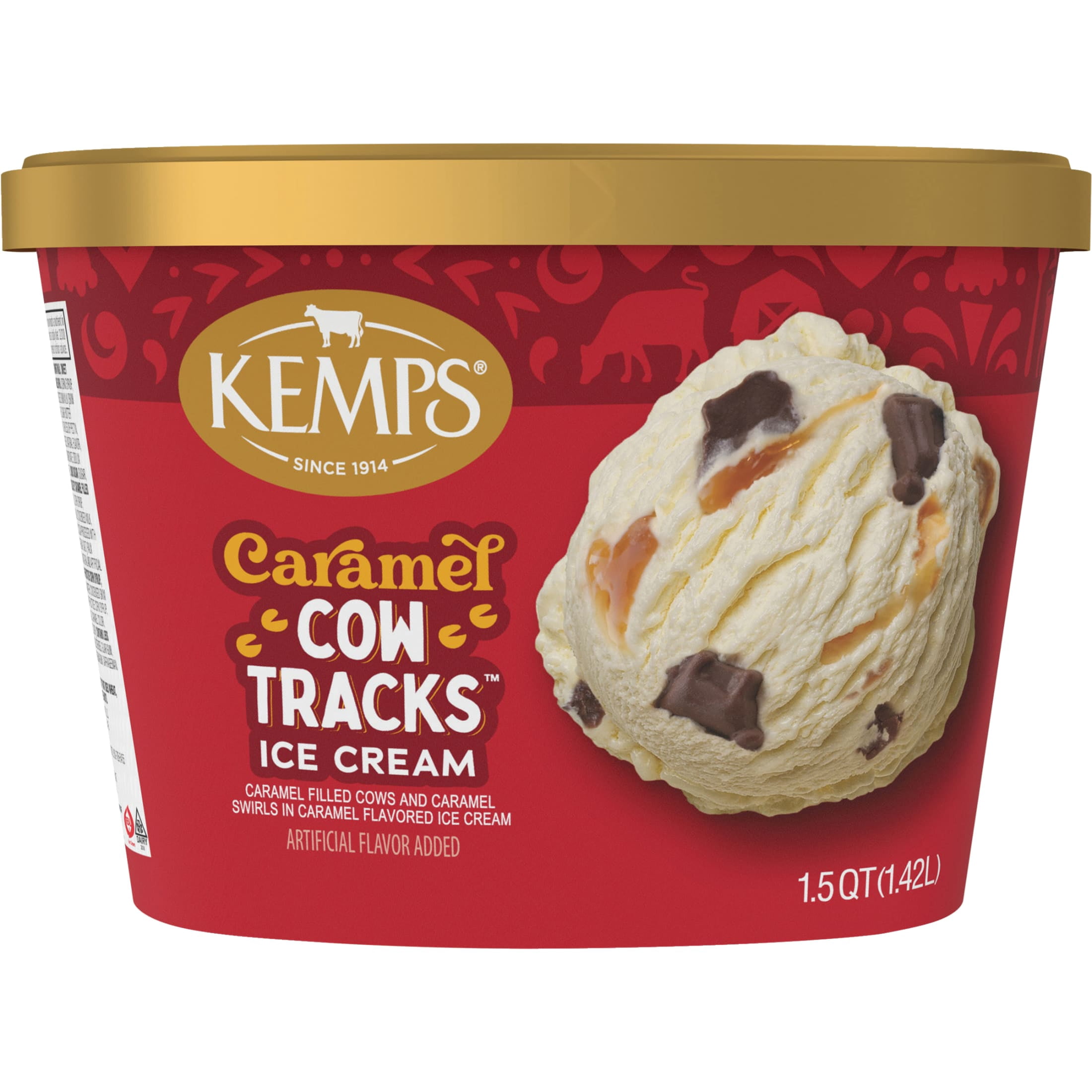 Kemps Caramel Cow Tracks Ice Cream 1.5 Quart
